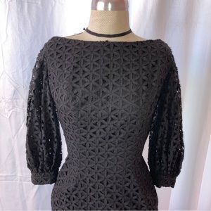 STUNNING vintage black dress cutout embroidered lace